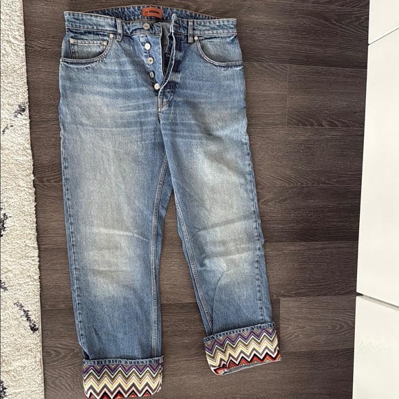 Mission Women's Blue Jeans with Patterned Cuff - Picture 3 of 6